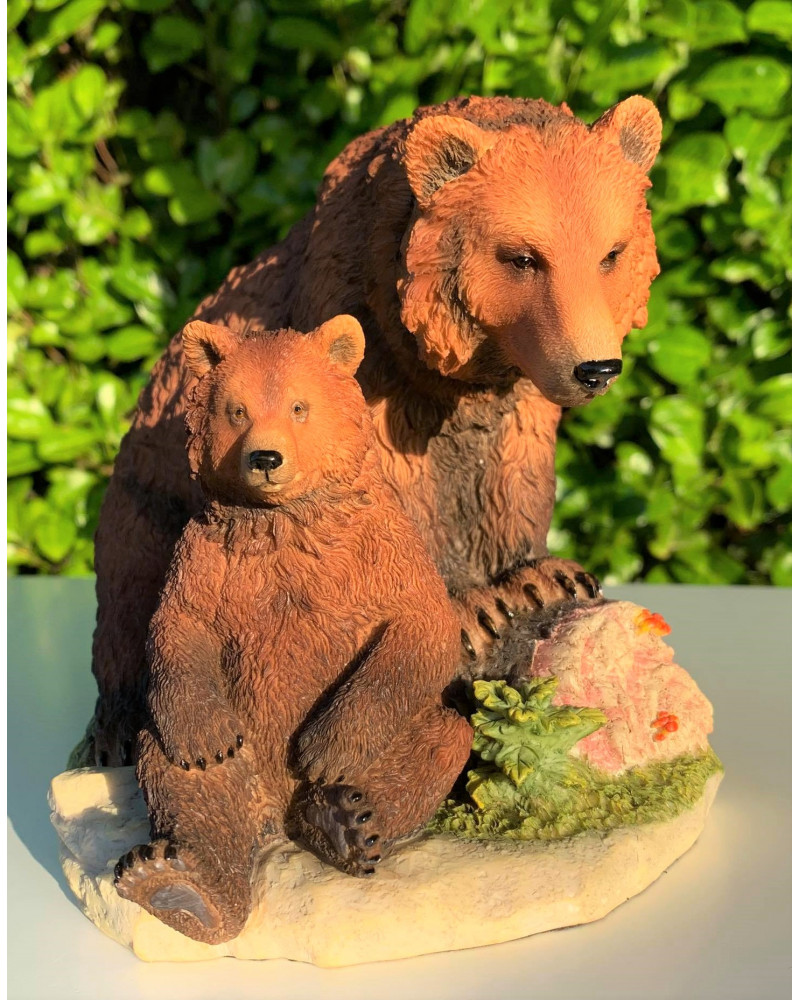Déco ours et son bébé résine 15x32cm