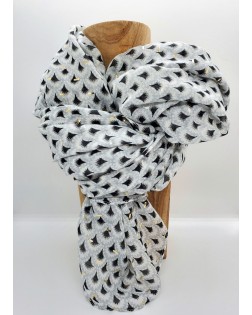 Foulard Motifs Noirs et Dorés