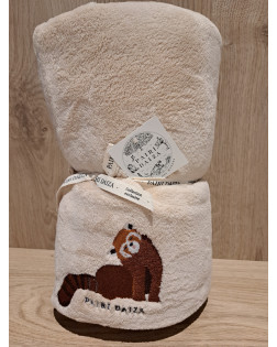 Beige Fleece Plaid Rode Panda