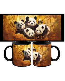 Zwarte Mok Multi Pandas 2025