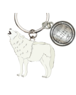 Metalen Sleutelhanger Witte Wolf