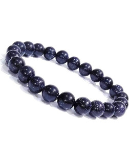 Bracelet Boules Goldstone Bleu